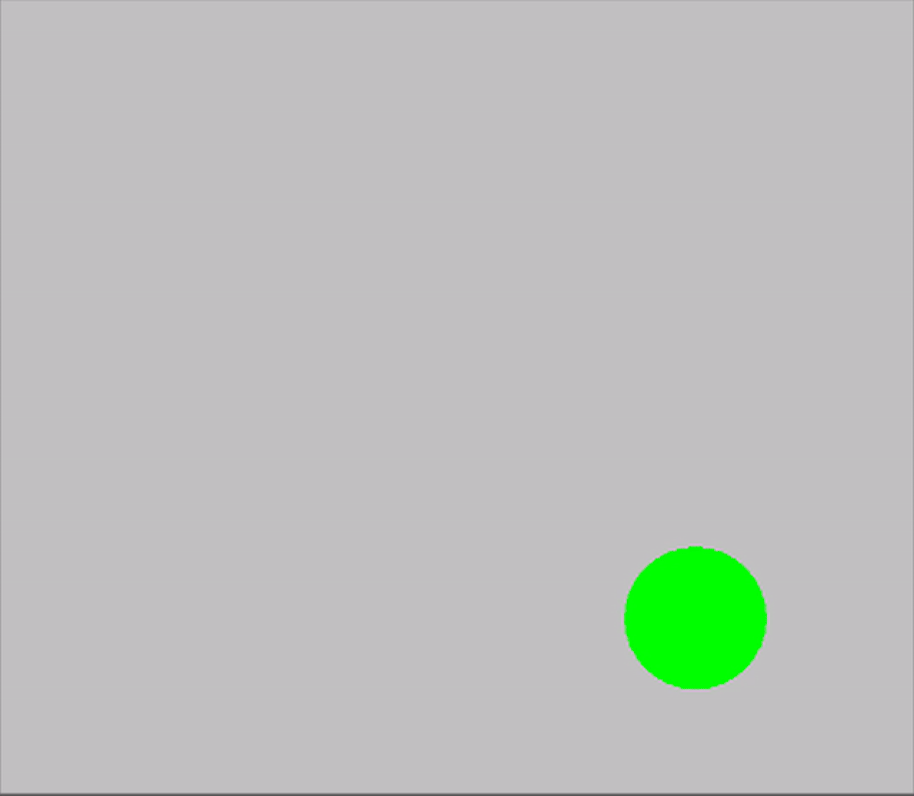 A gif of a shape moving around the screen, changing shape, and changing color